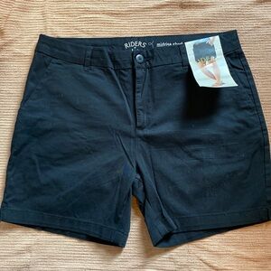 Riders by Lee Womens Midrise Black Chino Shorts sz 10 NWT